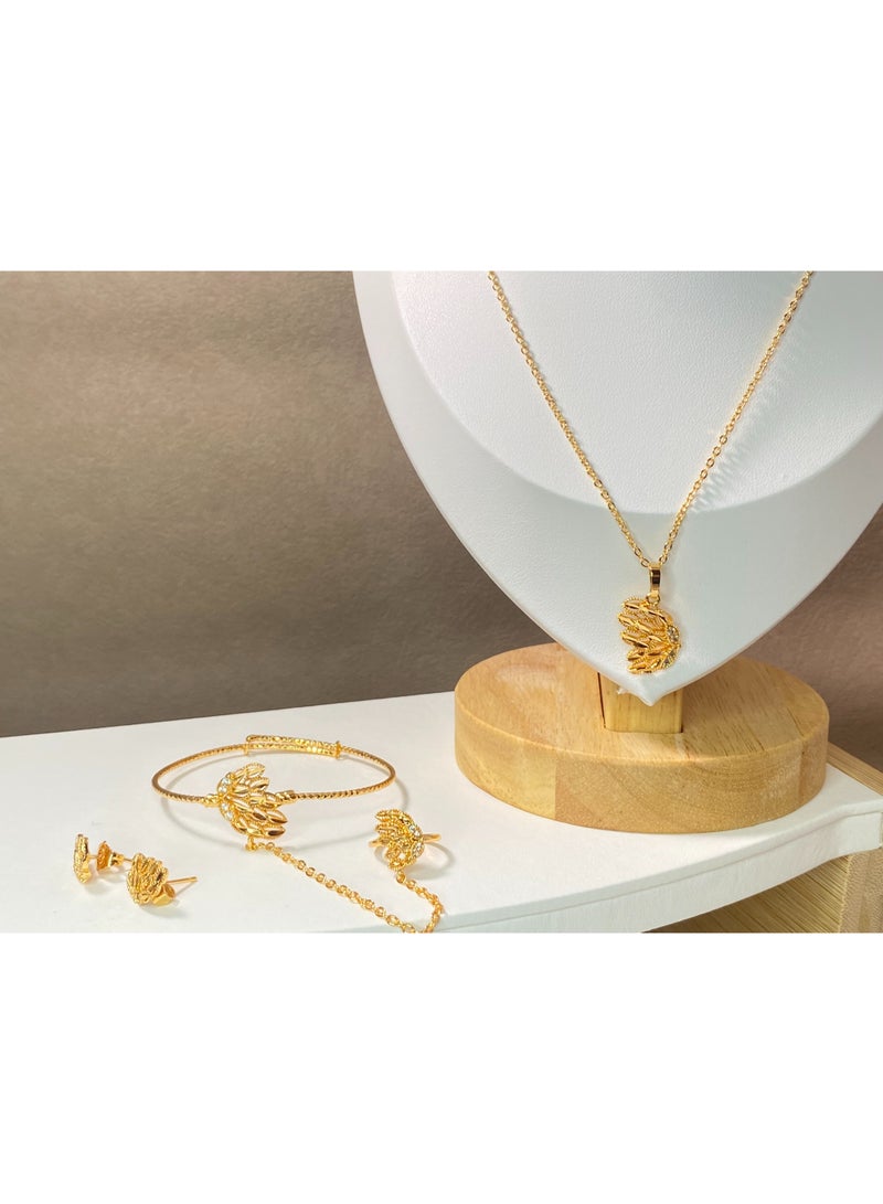 4-piece 22K gold-plated Arabic bridal wedding jewelry set - Image 3