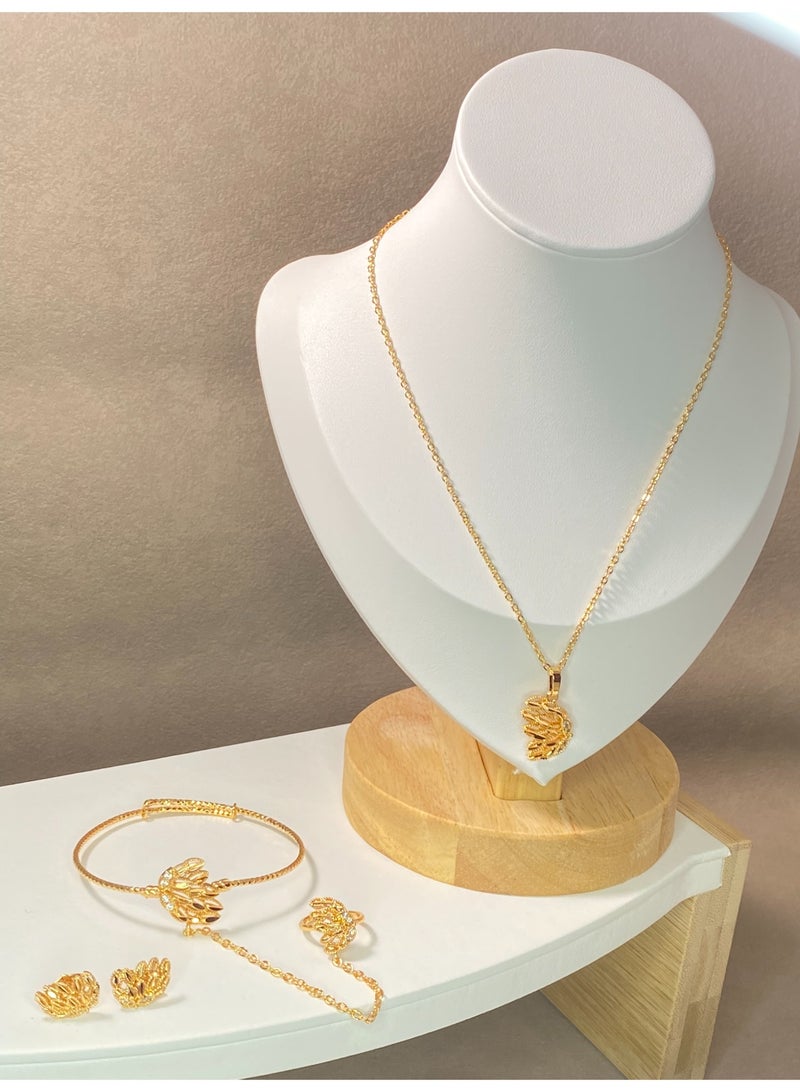 4-piece 22K gold-plated Arabic bridal wedding jewelry set - Image 1