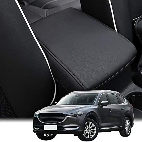 INTGET for 2025 Mazda CX5/CX-5 Accessories Center Console Cover for Mazda CX5 2025 2024 2023 2022 2021 2018 2019 2020 Leather Car Armrest Arm Rest Box Lid Dog Seat Protector(Black) - Image 1