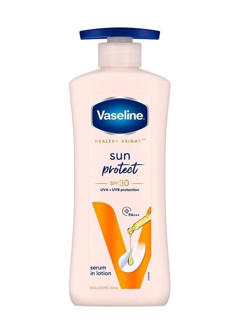 Vaseline Healthy Bright Sun Protection Body Lotion SPF 30 400 ml Daily Moisturizer for Dry Skin, Gives Non-Greasy Glowing Skin - For Men & Women - Image 1