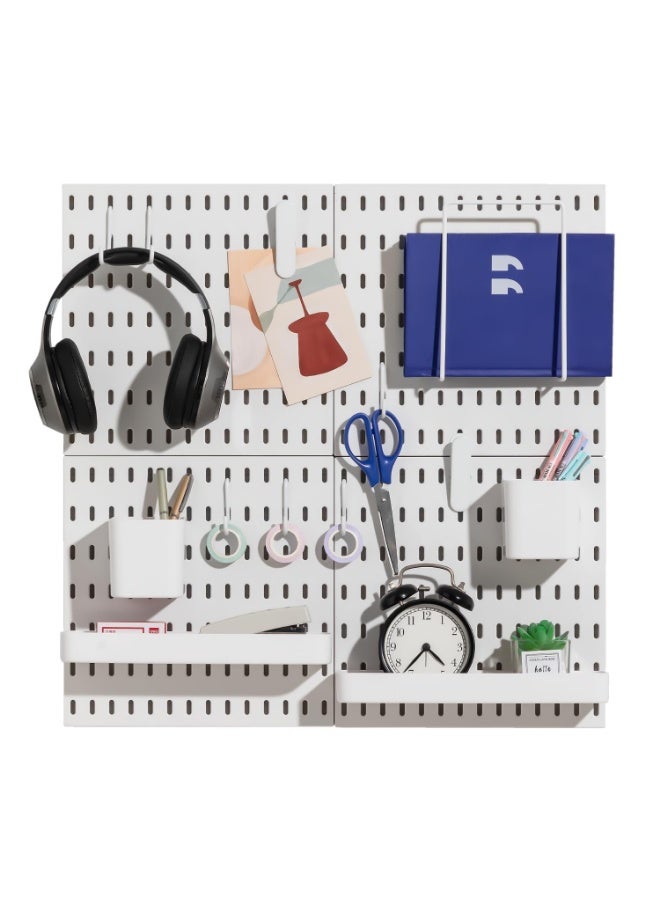 Arabest Board Combination Kit, Modular Pegboard Wall Organizer with 4 Pegboards and 14 Accessories, Ideal for Crafts Storage, Ornament Display, Nursery, Office, and Gaming Setup, White, 22" × 22" - Image 1