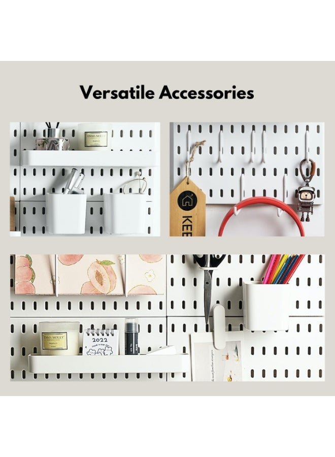 Arabest Board Combination Kit, Modular Pegboard Wall Organizer with 4 Pegboards and 14 Accessories, Ideal for Crafts Storage, Ornament Display, Nursery, Office, and Gaming Setup, White, 22" × 22" - Image 5
