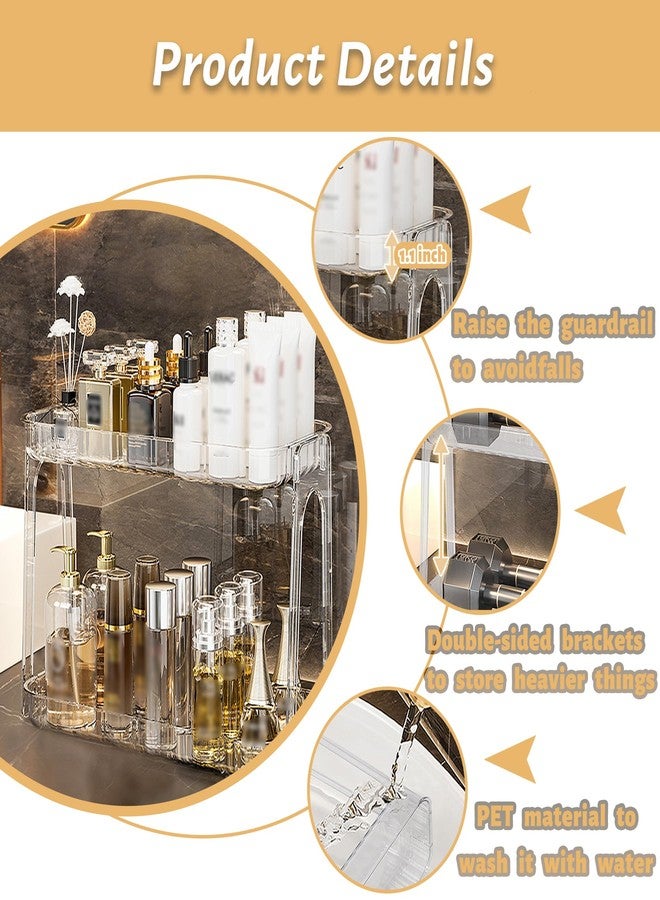VNIMTI Skincare Organizers 2 Tier, Makeup Organizer Countertop, Cosmetic Display Cases, Makeup＆Skincare Organizer for Vanity, Desktop, Bathroon, Ideal for Women (Free Standing - Clear) - Image 4