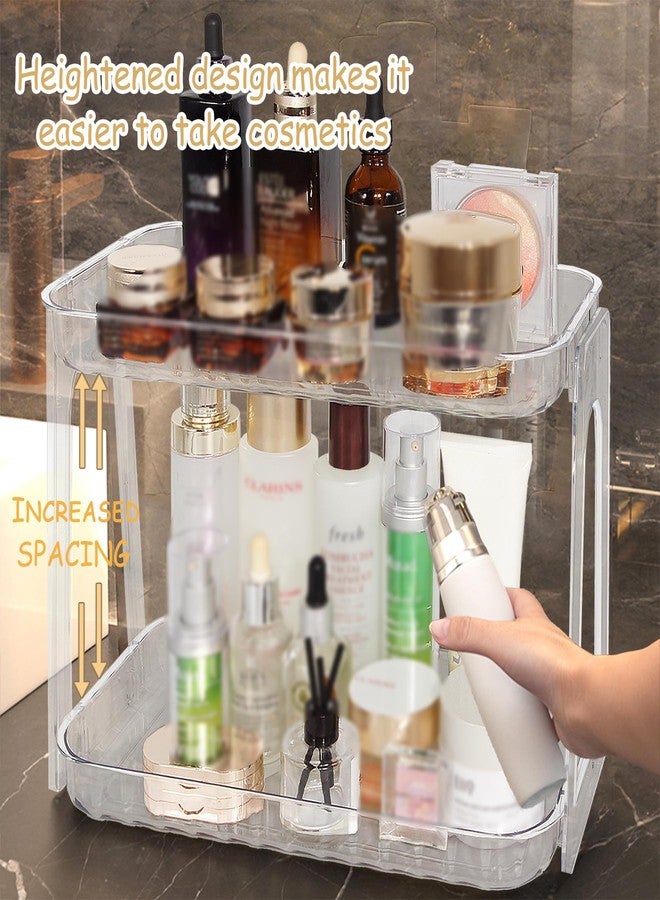 VNIMTI Skincare Organizers 2 Tier, Makeup Organizer Countertop, Cosmetic Display Cases, Makeup＆Skincare Organizer for Vanity, Desktop, Bathroon, Ideal for Women (Free Standing - Clear) - Image 3