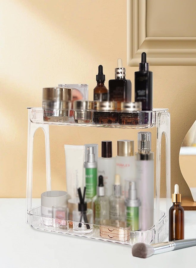 VNIMTI Skincare Organizers 2 Tier, Makeup Organizer Countertop, Cosmetic Display Cases, Makeup＆Skincare Organizer for Vanity, Desktop, Bathroon, Ideal for Women (Free Standing - Clear) - Image 2