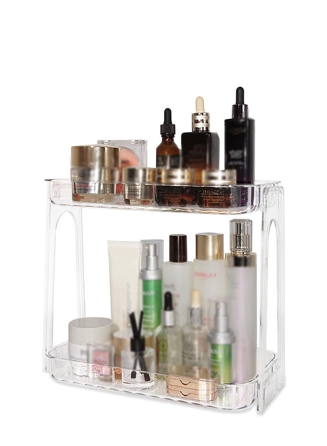 VNIMTI Skincare Organizers 2 Tier, Makeup Organizer Countertop, Cosmetic Display Cases, Makeup＆Skincare Organizer for Vanity, Desktop, Bathroon, Ideal for Women (Free Standing - Clear) - Image 1