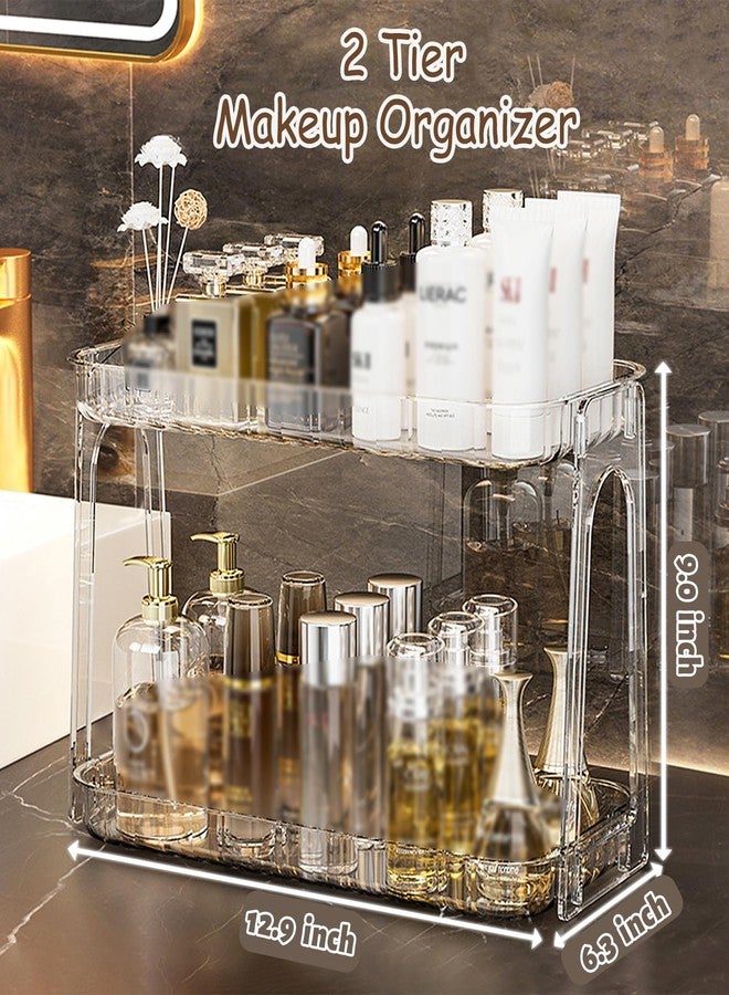 VNIMTI Skincare Organizers 2 Tier, Makeup Organizer Countertop, Cosmetic Display Cases, Makeup＆Skincare Organizer for Vanity, Desktop, Bathroon, Ideal for Women (Free Standing - Clear) - Image 5