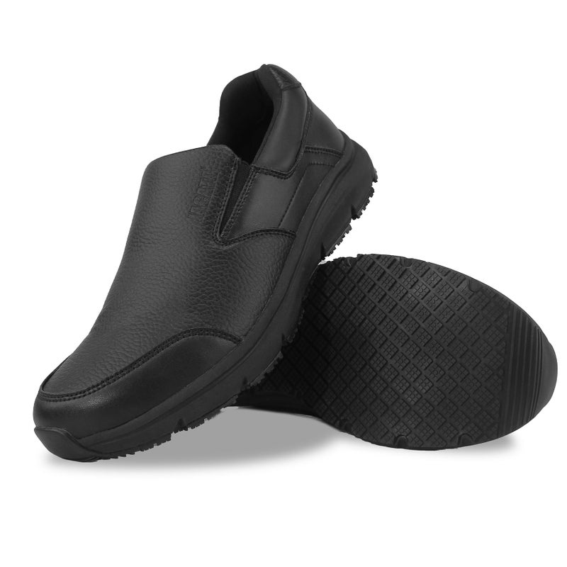Jacata Non Slip Black Work Shoes for Women Food Service Womens Water Slip Resistant Leather Slip on Chef Walking Shoes for Restaurant Kitchen Sneakers (Black Size 8) - Image 1