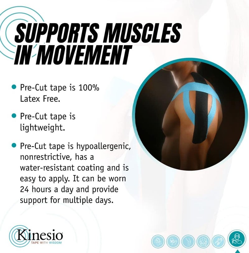 Kinesio شريط - دعم الكتف مسبق القطع - شرائط شريط رياضي محسّنة - Image 1