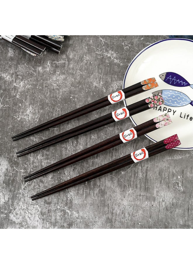 Factory Wholesale Creative Japanese Specialty Printed Nail Chopsticks Lunch Portable Travel Chopsticks And Wooden Chopsticks-Color:23cm Red Sandalwood Green Lotus Chopsticks -795 - Image 3