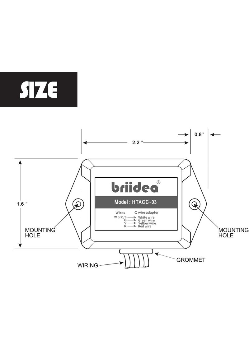 briidea Briidea Cwire Power Adapter Use for 24V Honeywell Home Thermostats White  - Image 2