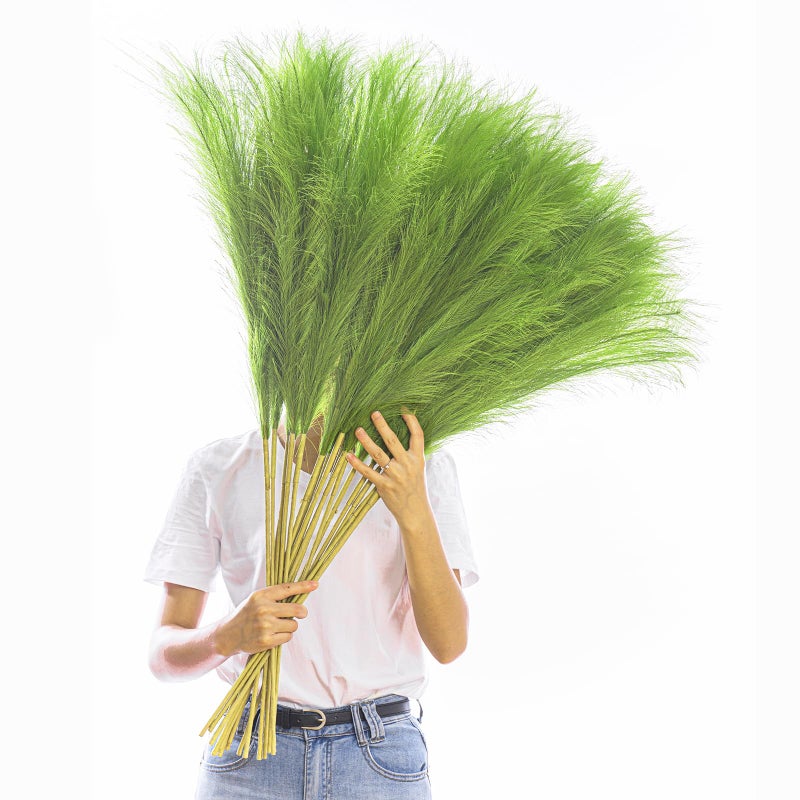 Wttisel Wttisel 38 10 Stems Tall Pampas Grass Decor  Faux Pampas Grass for Floor Vase Fluffy Artificial Pampas Grass for Boho Home Wedding Mothers Day DecorationGreen 