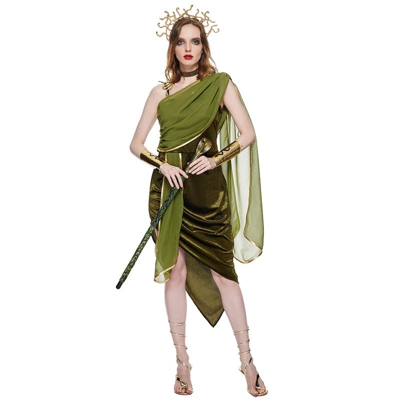 EraSpooky Medusa Costume for Women Adult Egyptian Costume Ancient Greek Goddess Outfit Halloween Party Fancy Dress M - Image 1
