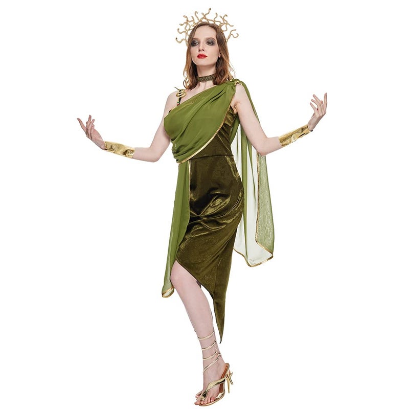EraSpooky Medusa Costume for Women Adult Egyptian Costume Ancient Greek Goddess Outfit Halloween Party Fancy Dress M - Image 2