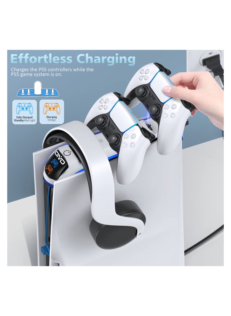 Intag - OIVO PS5 Controller Charger with Headset Holder, PS5 Controller Charging Station with Upgraded Touch Switch PlayStation 5 Charging Station with Fast Charging Cord, PlayStation 5 Controller Charger - Image 1