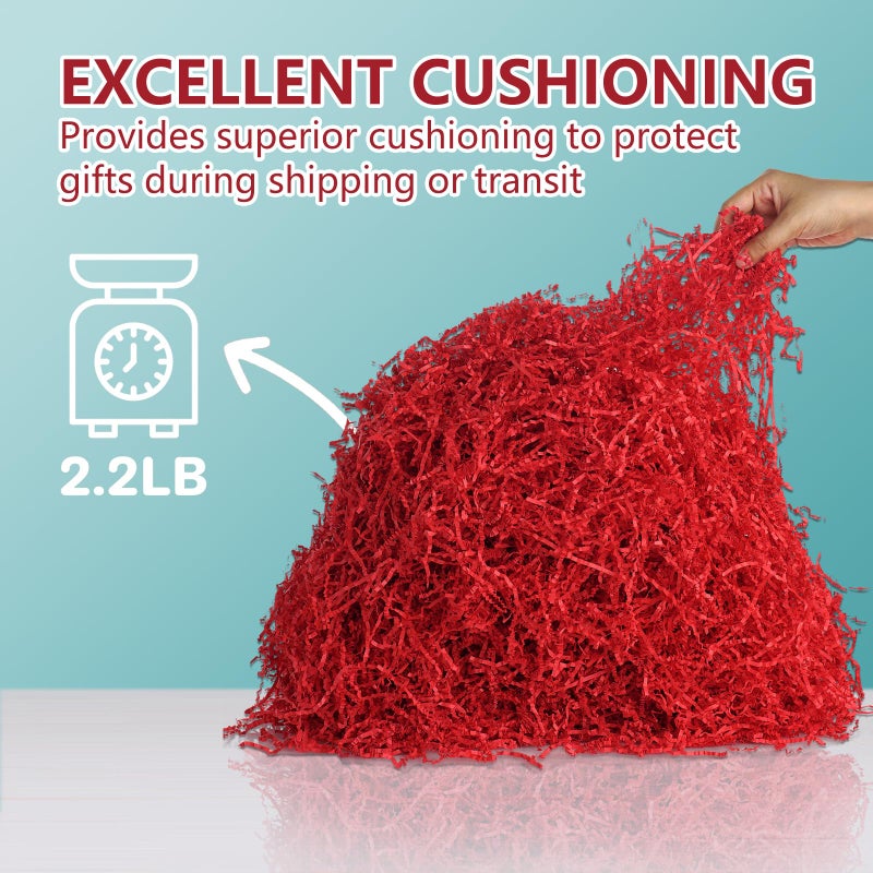 Mxxkms 2.2 Lb Red Crinkle Paper Filler - Shredded Paper For Gift Baskets  Birthdays  Weddings  Christmas  And Craft Projects - Plenty Of Fill To Stuff Packaging - Image 4