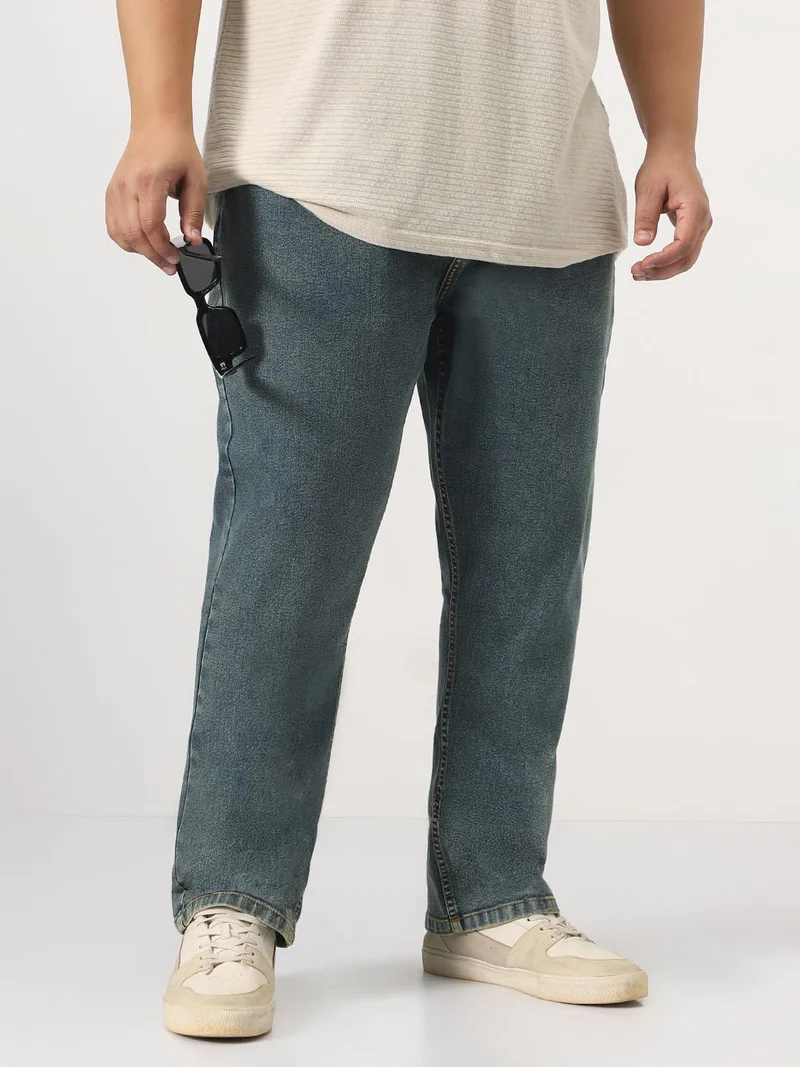 Urbano Plus Men's Light Blue Straight Fit Heavy Washed Jeans Stretchable