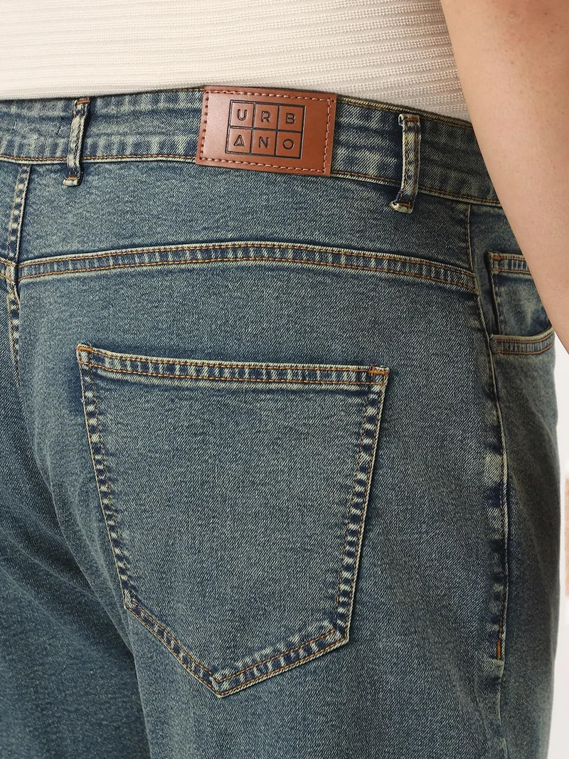 Urbano Fashion  Urbano Plus Men's Light Blue Straight Fit Heavy Washed Jeans Stretchable  | Best Price UAE