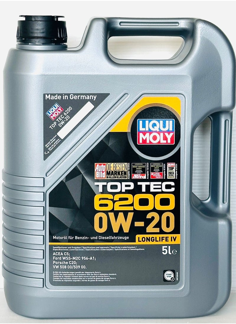 LIQUI MOLY Top Tec 6200 0W-20 Engine Oil 5Ltr (Ford / Porsche / VW)  - Image 1