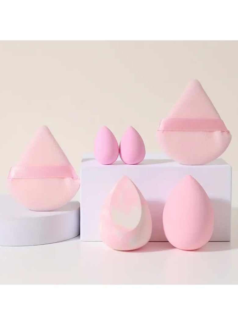 مجموعة إسفنجة مكياج مكونة من 6 قطع، منتفخة بودرة مثلثة وإسفنجة مكياج لمكياج الوجه - Image 1