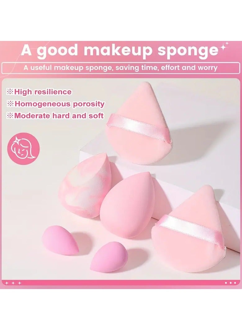 مجموعة إسفنجة مكياج مكونة من 6 قطع، منتفخة بودرة مثلثة وإسفنجة مكياج لمكياج الوجه - Image 2