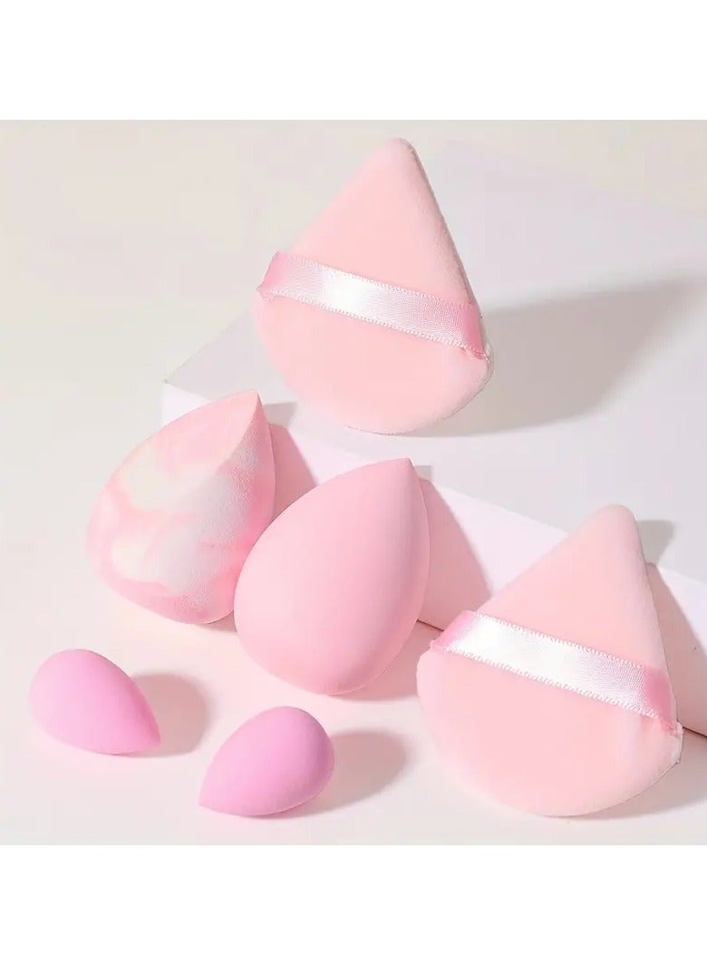 مجموعة إسفنجة مكياج مكونة من 6 قطع، منتفخة بودرة مثلثة وإسفنجة مكياج لمكياج الوجه - Image 4