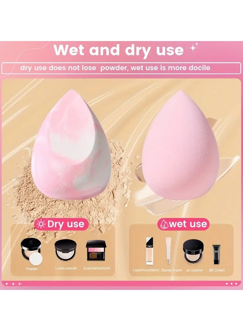 مجموعة إسفنجة مكياج مكونة من 6 قطع، منتفخة بودرة مثلثة وإسفنجة مكياج لمكياج الوجه - Image 3