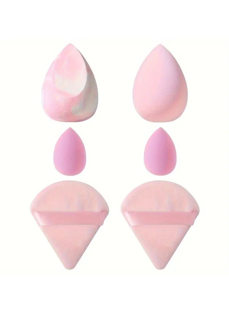 مجموعة إسفنجة مكياج مكونة من 6 قطع، منتفخة بودرة مثلثة وإسفنجة مكياج لمكياج الوجه - Image 5