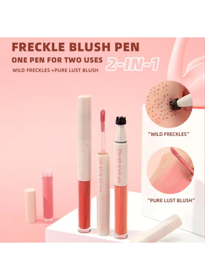 QiBest Blush Freckle Pen Natural 2 in 1 Liquid Blush and Freckle Stamp for Summer Makeup Long Lasting Sweatproof Quick Dry, Natural Lifelike Freckle Pen Tint Marker - Image 2