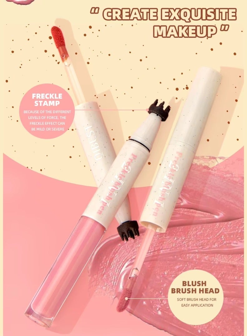 QiBest Blush Freckle Pen Natural 2 in 1 Liquid Blush and Freckle Stamp for Summer Makeup Long Lasting Sweatproof Quick Dry, Natural Lifelike Freckle Pen Tint Marker - Image 5