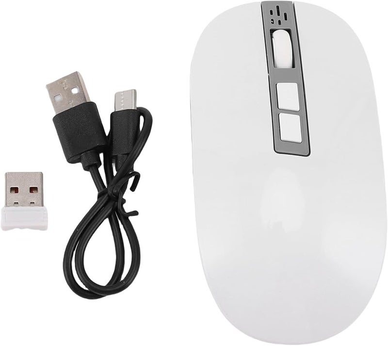 فوكيتي AI ماوس بلوتوث مع النسخ الصوتي والترجمة والتلخيص لـ GPT للكمبيوتر الشخصي والكمبيوتر المحمول باللون الأبيض - Image 5