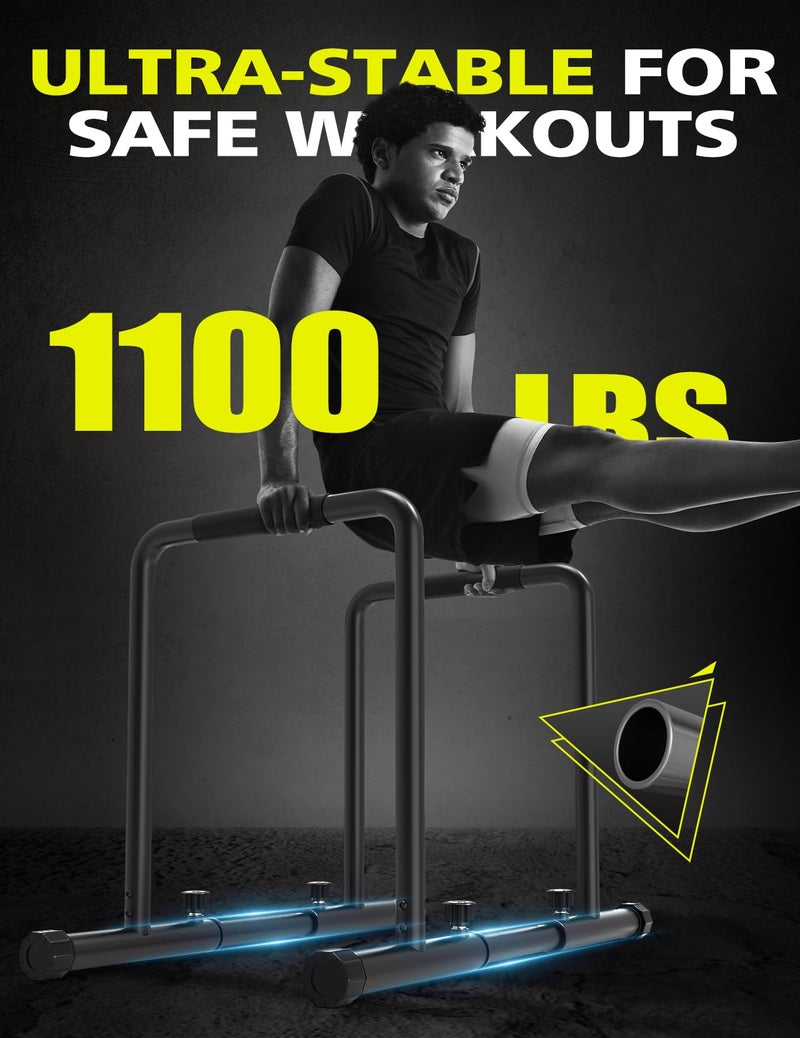 Dripex 1100lbs Adjustable Dip Bar Heavy Duty Steel Dip Station, Home Dip Stand with Two Safety Connectors, Parallel Bars Dip Equipment for Calisthenics, Strength Training - Image 2
