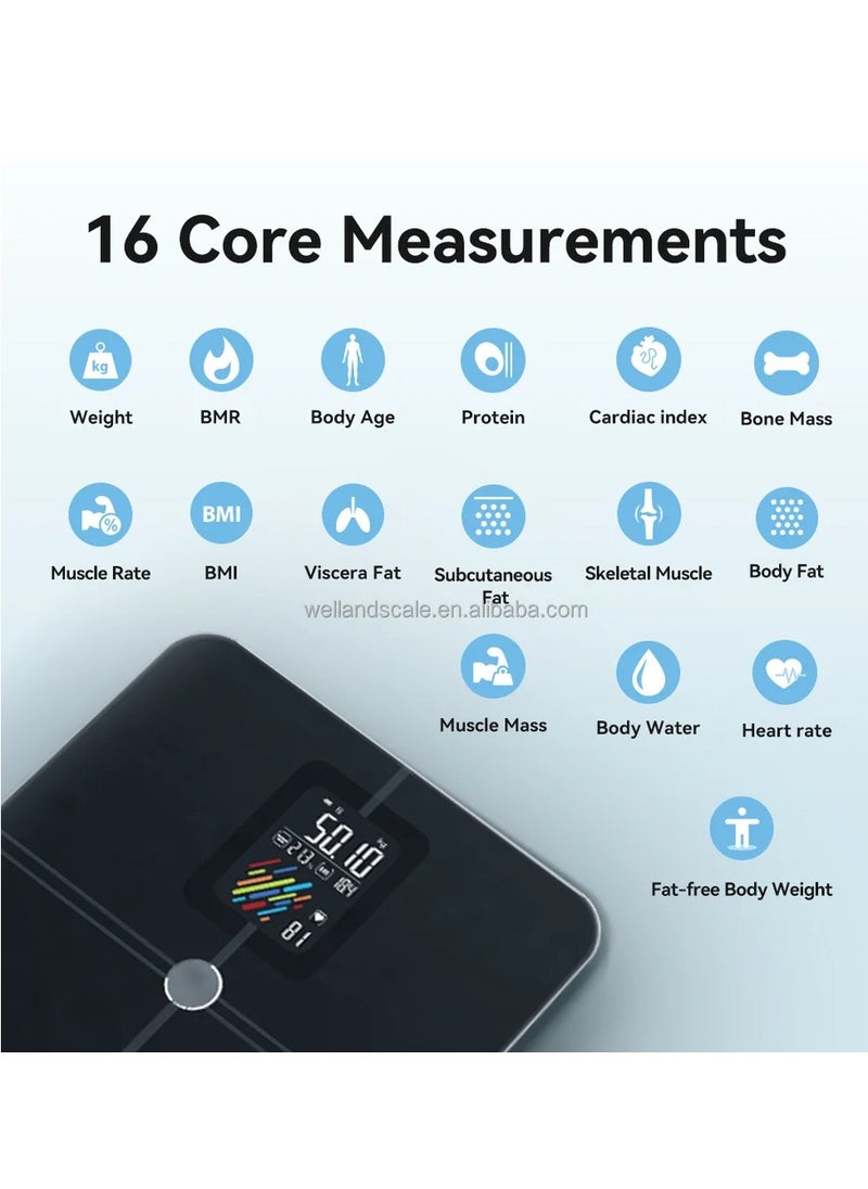 Generic - Smart Body Composition Analyzer: VA Large Display Body Fat Scale for Precise Body Weight Measurements, High Accuracy Digital Bathroom Scale with Rechargeable Battery and BMI Calculation - Image 1