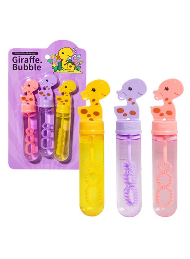 DAT Giraffe Bubble Wands Set for Kids – 3-Pack Colorful Bubble Toys, 14cm Height – Fun Outdoor Party Favor for Toddlers & Children – Safe Non-Toxic Soap Solution – Assorted Colors - Image 1