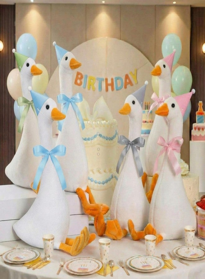 Blueweenly 6 Sets One Silly Goose Party Favor 11.8 Inch Plush Stuffed Animal with Mini Hats & Ribbons for Baby Shower 1st Birthday Girl Boy Adopt a Goose Party Decor(Colorful,Cute Style) - Image 1