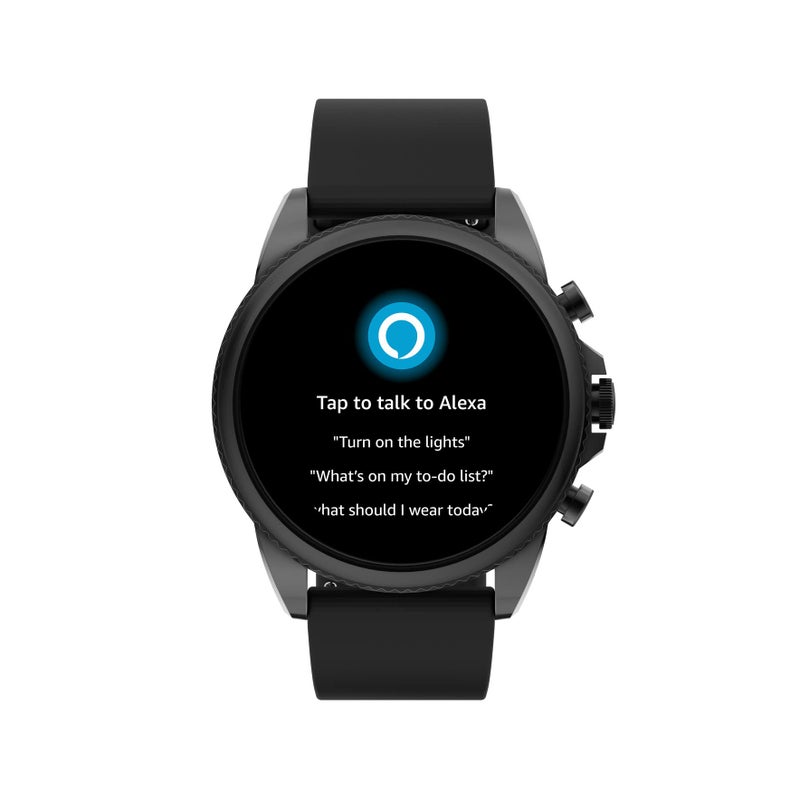 Fossil Men's Gen 6 44mm Stainless Steel and Silicone Touchscreen Smart Watch, Color: Black (Model: FTW4061V)