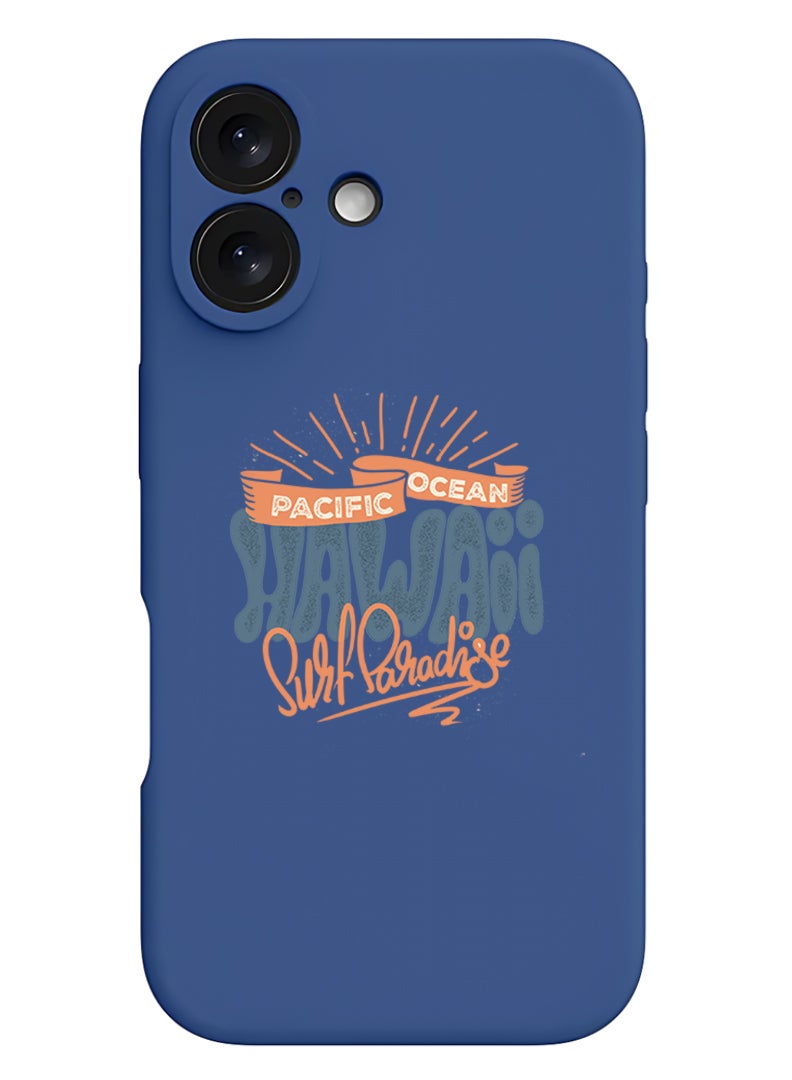 Protective Slim Fit Case Liquid Silicone Cover with Full Body Protection Anti-Scratch Shockproof Case For iPhone 16 Plus Blue - Hawaii Surf Paradise Pacific
