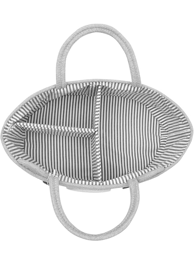 XICEN Baby Diaper Caddy Organizer Canvas Stylish Rope Nursery Storage Bin Portable Tote Bag & Car Organizer For Changing Table Top Baby Shower Basket (Gray)  - Image 3