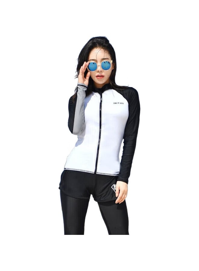 Skin-friendly Women'S Long-Sleeve Wetsuit, Sun Protection, Two-Piece, Slim-Fit, Slimming, Snorkeling Swimwear, Men'S Jellyfish Suit Set - Image 3