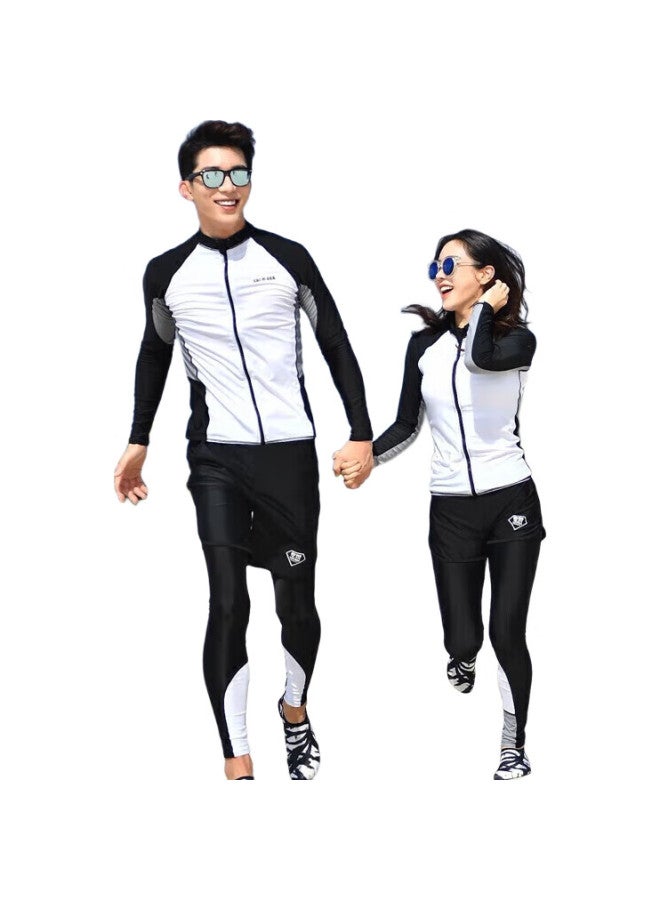Skin-friendly Women'S Long-Sleeve Wetsuit, Sun Protection, Two-Piece, Slim-Fit, Slimming, Snorkeling Swimwear, Men'S Jellyfish Suit Set - Image 1