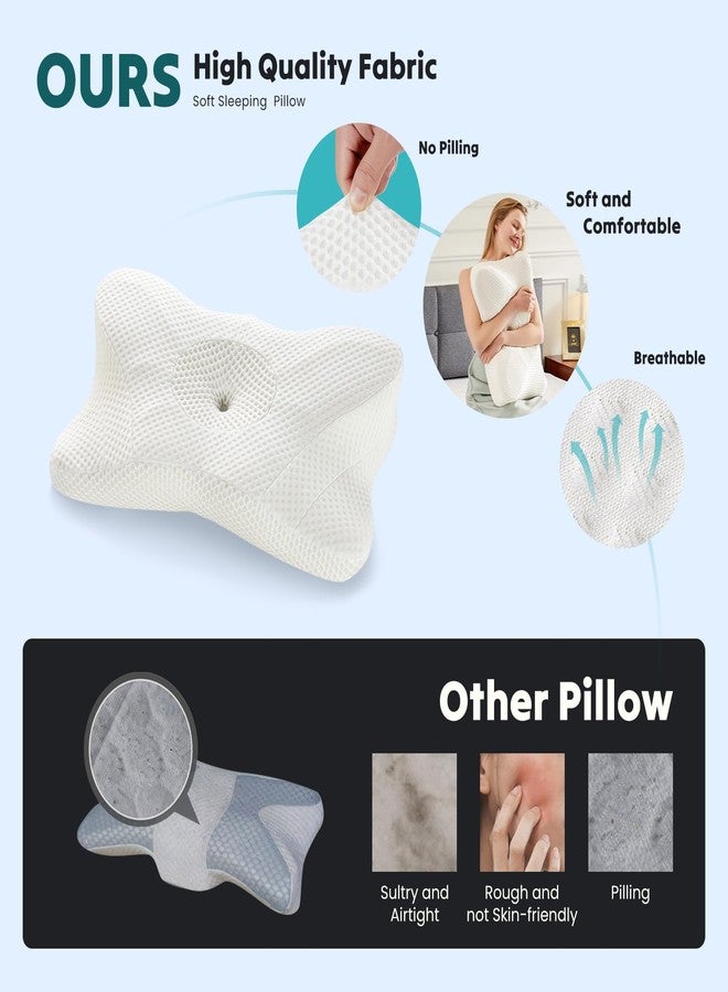 NEWBULIG Cervical Neck Pillow, Ergonomic Memory Foam Pillow for Neck Pain Relief, Contour Bed Pillow with Neck Support for Side, Back & Stomach Sleepers, Queen, White - Image 2