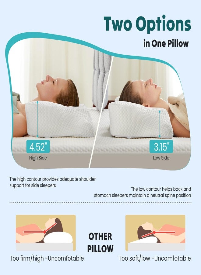 NEWBULIG Cervical Neck Pillow, Ergonomic Memory Foam Pillow for Neck Pain Relief, Contour Bed Pillow with Neck Support for Side, Back & Stomach Sleepers, Queen, White - Image 4