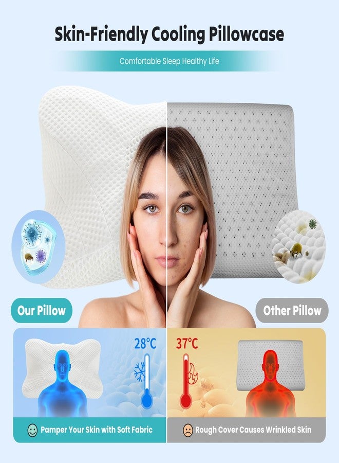 NEWBULIG Cervical Neck Pillow, Ergonomic Memory Foam Pillow for Neck Pain Relief, Contour Bed Pillow with Neck Support for Side, Back & Stomach Sleepers, Queen, White - Image 3