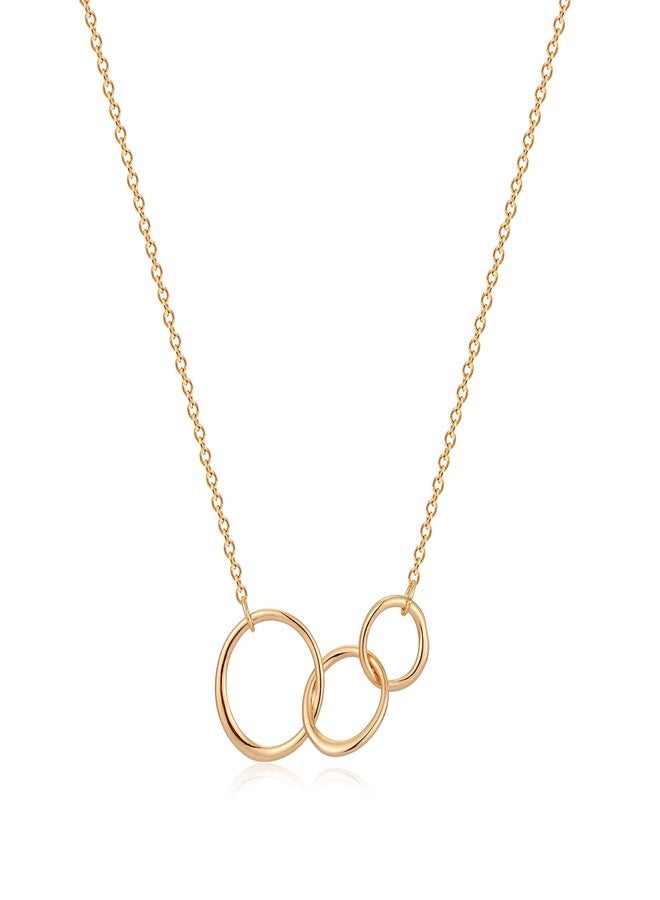 ميفيكو قلادة ميفيكو الذهبية الرقيقة للأجيال، قلادة بثلاث دوائر مطلية بالذهب عيار 18 قيراطًا، ثلاث دوائر متشابكة على شكل رمز اللانهاية، هدية مثالية للأم والحفيدة في عيد الأم أو عيد الميلاد - Image 1