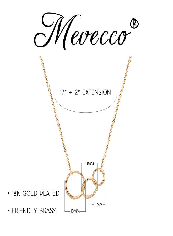 ميفيكو قلادة ميفيكو الذهبية الرقيقة للأجيال، قلادة بثلاث دوائر مطلية بالذهب عيار 18 قيراطًا، ثلاث دوائر متشابكة على شكل رمز اللانهاية، هدية مثالية للأم والحفيدة في عيد الأم أو عيد الميلاد - Image 5