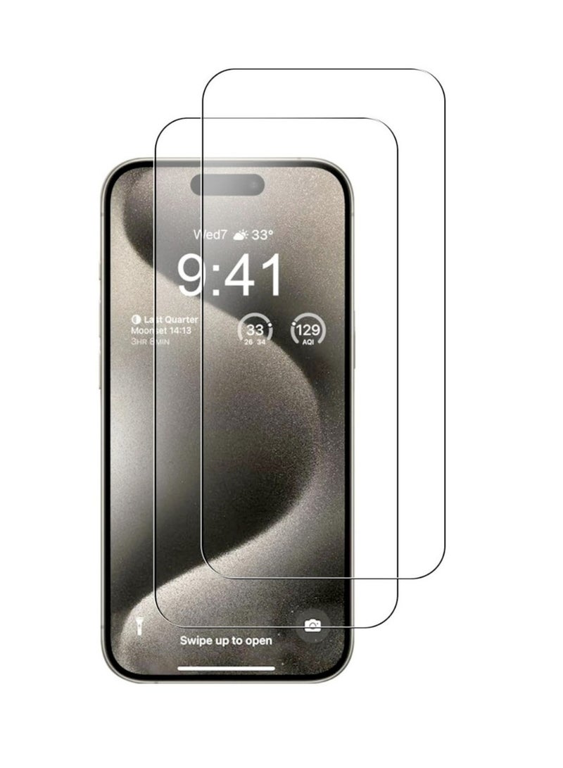 DUSALA [2 Pack] Tempered Glass Screen Protector for iPhone 15 Pro [6.1 inch], Premium HD Case Friendly Screen Protector Film - Image 1