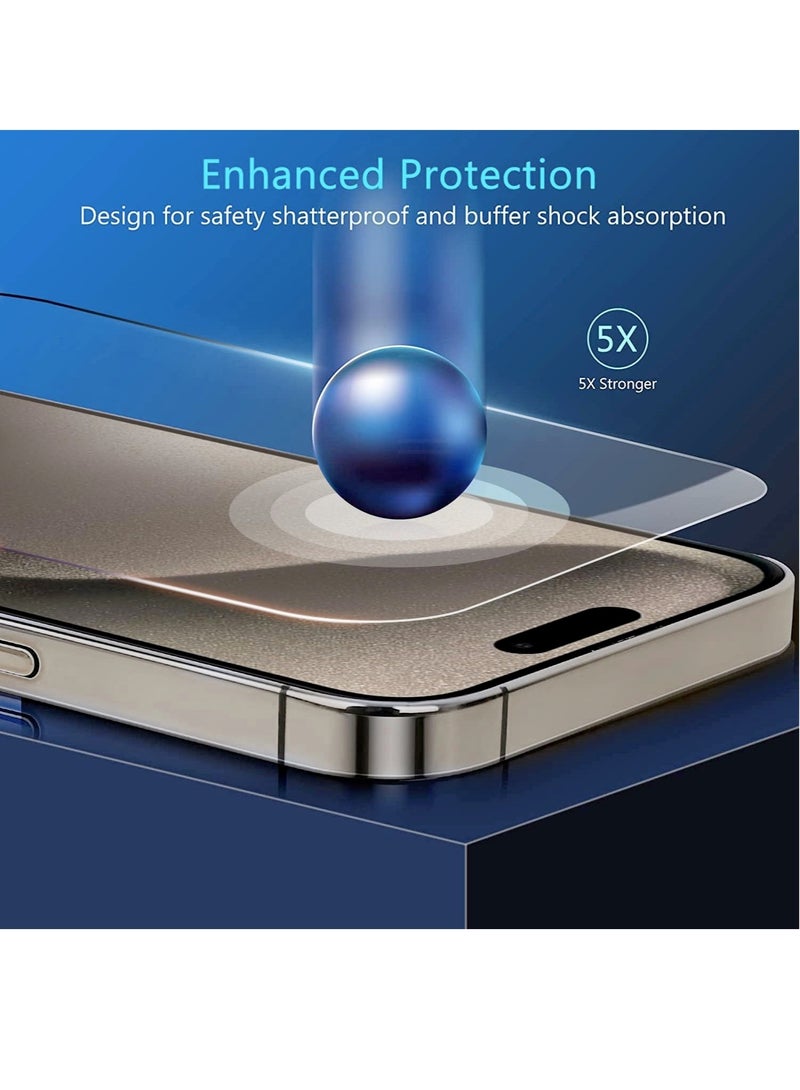 DUSALA [2 Pack] Tempered Glass Screen Protector for iPhone 15 Pro [6.1 inch], Premium HD Case Friendly Screen Protector Film - Image 3
