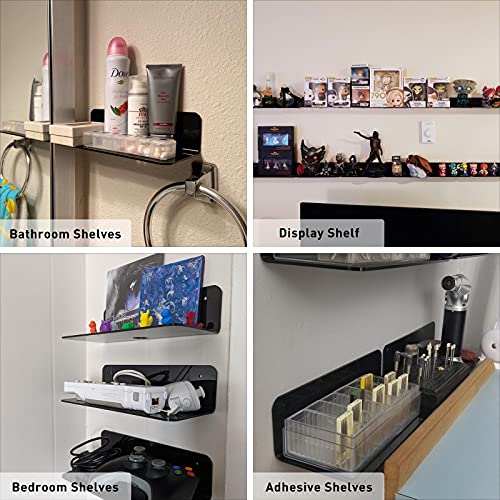 OAPRIRE Acrylic Floating Wall Shelves Set of 2, Damage-Free Expand Wall Space, Small Display Shelf for Smart Speaker/Action Figures with Cable Clips - Image 2