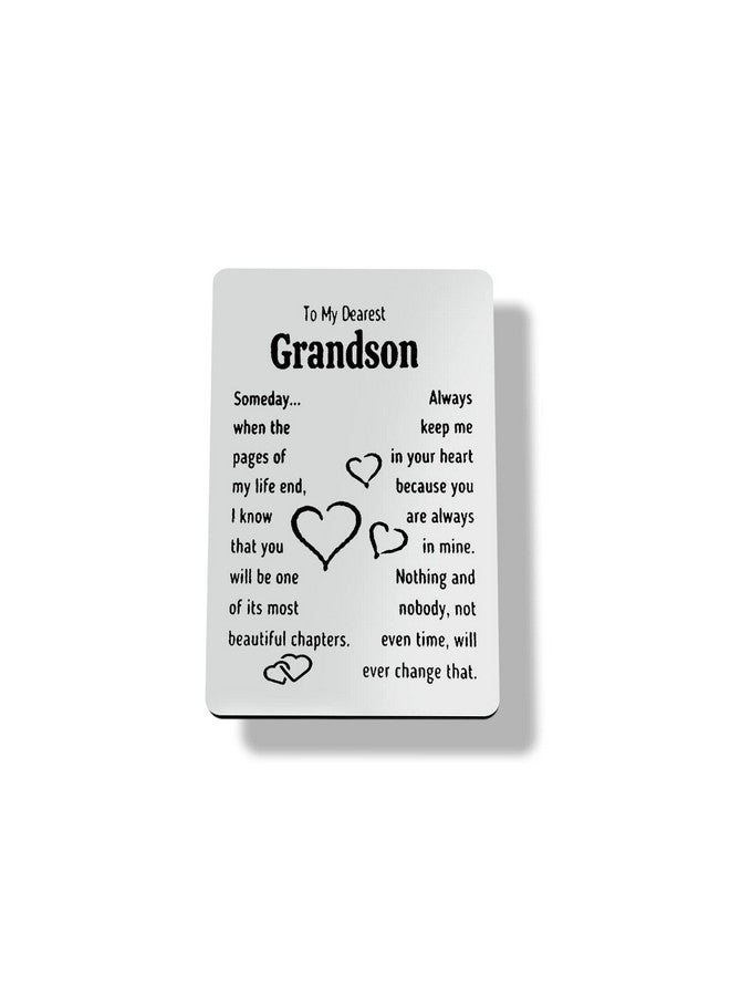 Jielahua Grandson Birthday Graduation Christmas Thanksgiving Wedding Gift Engraved Wallet Insert Card, Silver, 55X86Mm  - Image 1