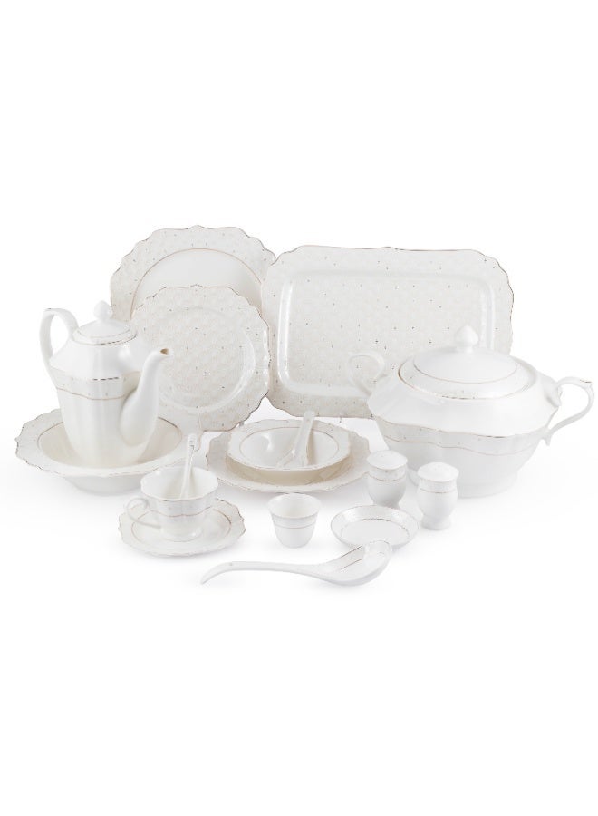 النخبة طقم سفرة بورسلان 70 قطعة لون أبيض مع خط ذهبي يكفي 6 أشخاص - Image 2